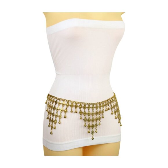 New Women Gold Metal Belly Dance Ethnic Fashion Charms Belt Hip Waist Size M L - Picture 13 of 16